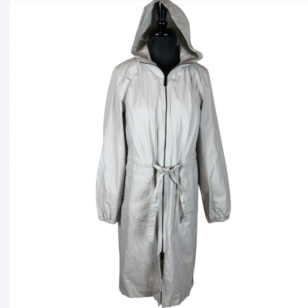 A New Day Rain Coat Gray Trench Coat Fall Hooded Lightweight Size XS